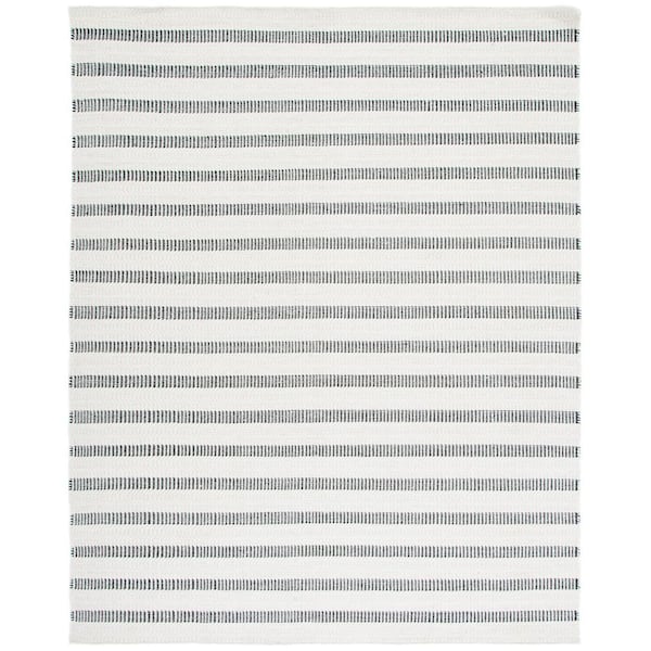 Vermont Black/Ivory 9 ft. x 12 ft. Striped Chevron Area Rug