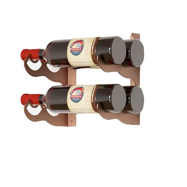 DI PRIMA USA Eagle Edition 4 Bottle Wall Mounted Wine Rack (Double Row) Brown
