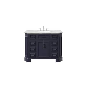 Glory 48 in. W x 22 in. D x 34 in. H Single Bath Vanity in Dark Gray with White Carrara Marble Top with White Sink