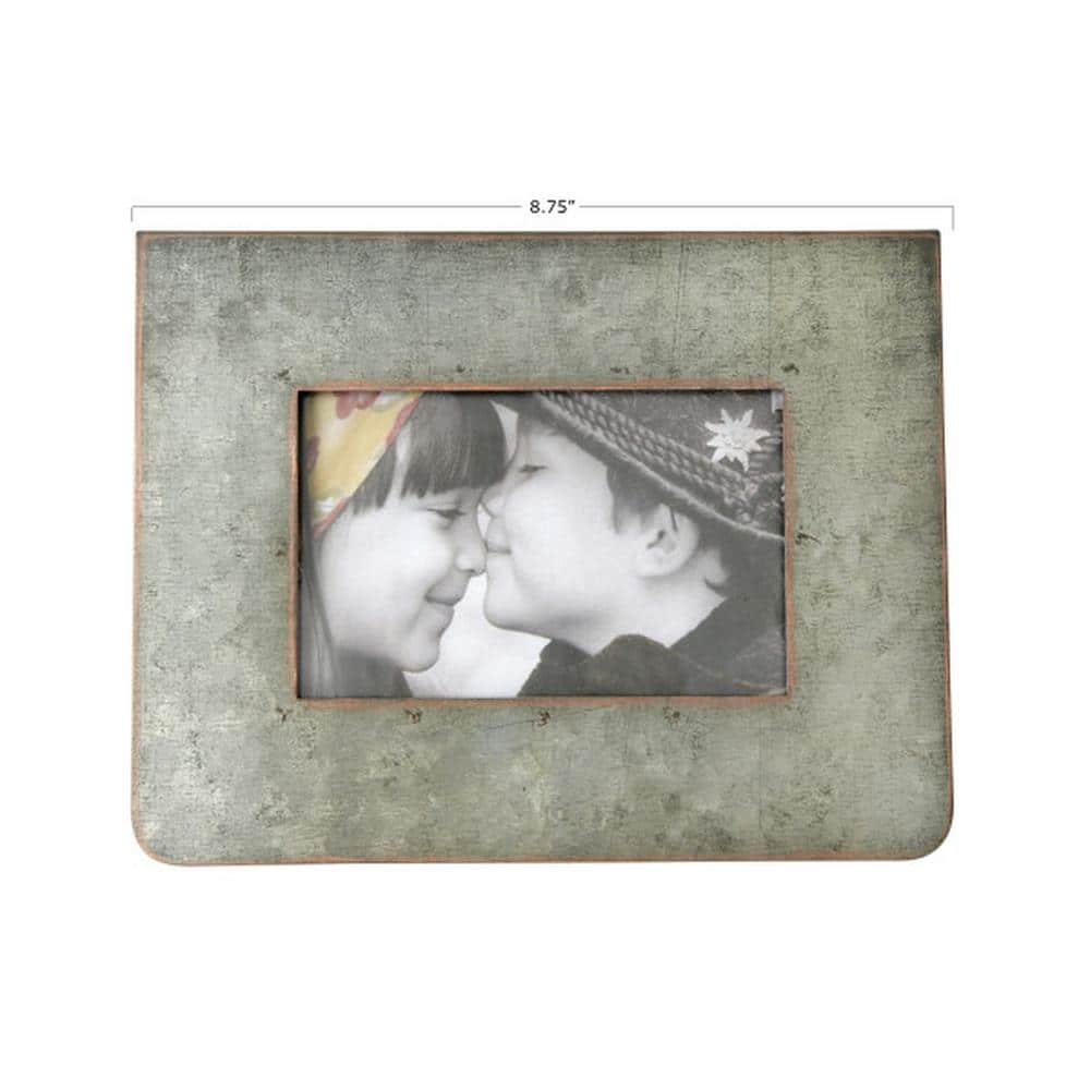 Galvanized Silver 2-Sided Standing Picture Frame