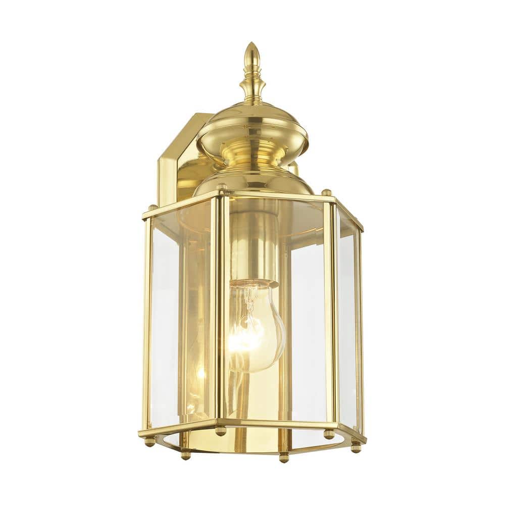 Elegant Polished Brass Lantern Sconce with Clear Beveled Glass