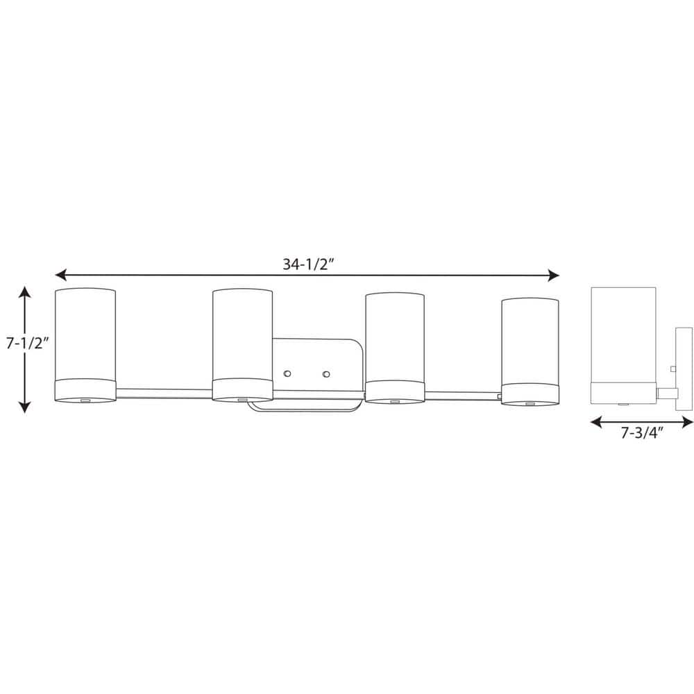Elevate Mid-Century Modern Chrome 4-Light Bath Vanity with Etched White Glass