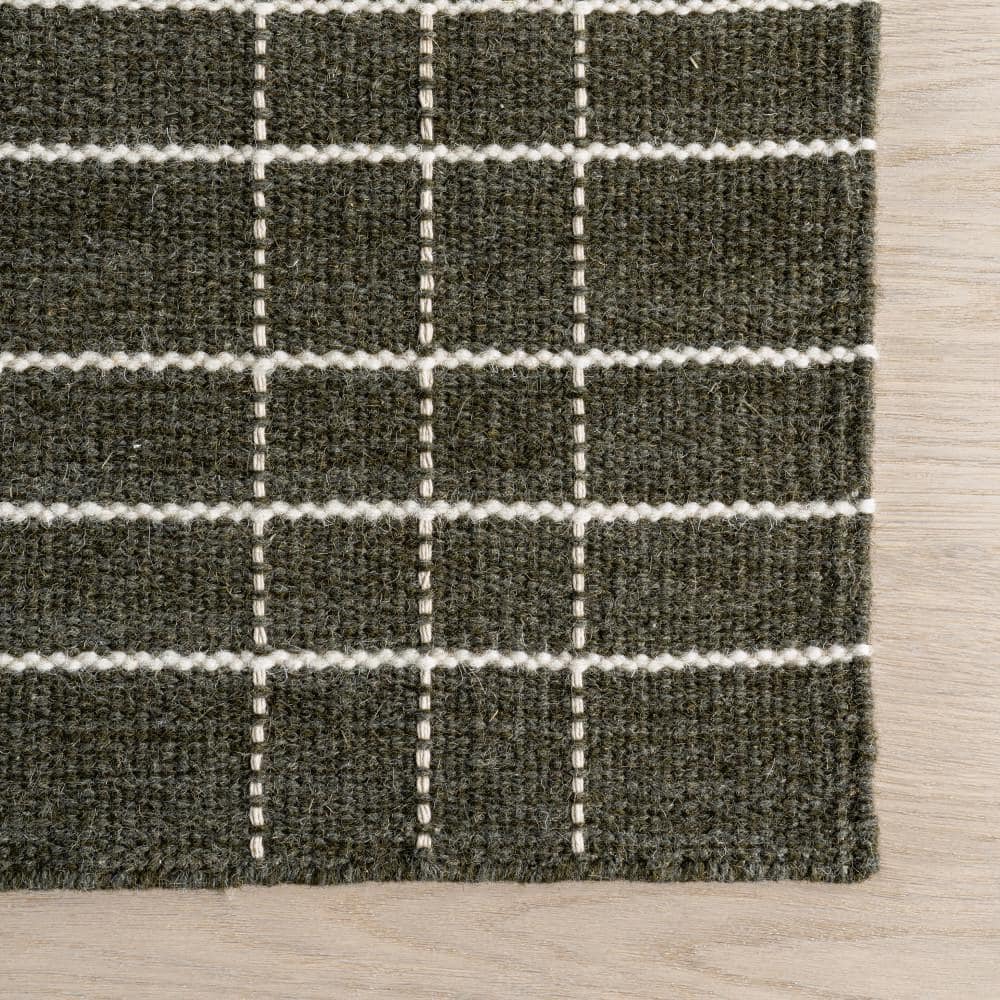 Charlie Green Plaid Wool and Cotton 10' x 14' Area Rug
