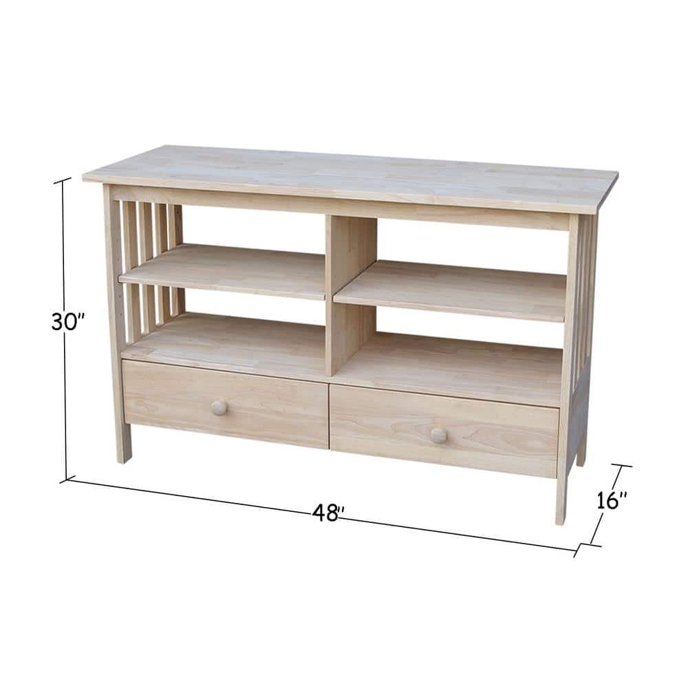 Solid Wood Classic Mission TV Stand with Cabinet - Light Brown