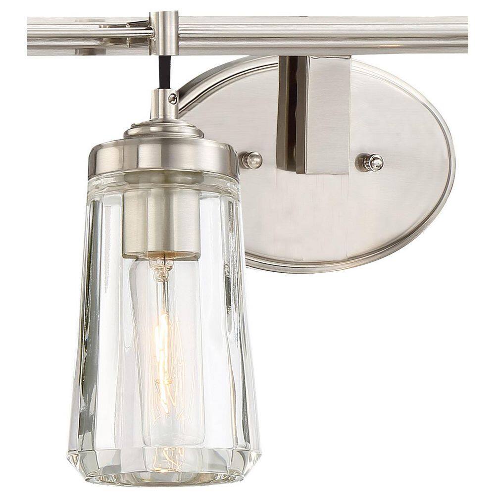 Elegant Brushed Nickel 4-Light Bath Vanity with Clear Glass