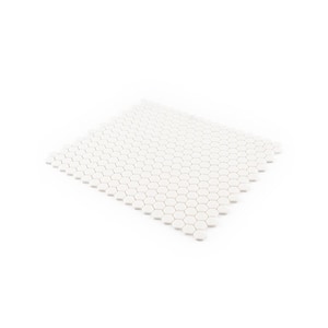 5/8" Muze Hexagon White 9.875 in. x 11.375 in. Hexagon Matte Glass Wall and Floor Mosaic Tile (0.78 sq. ft./Each)