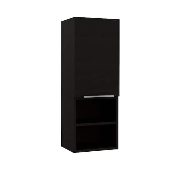 Unbranded 11.81 in. W x 32.17 in. H Rectangular Black Wengue Finish Surface Mount Medicine Cabinet without Mirror