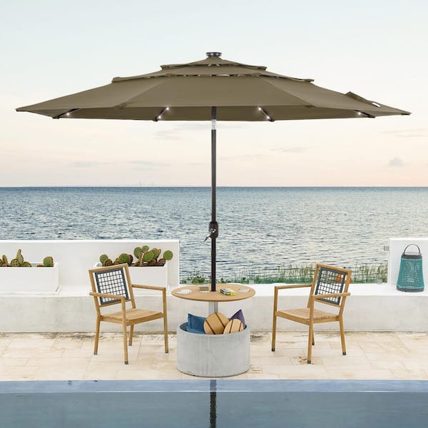 10 foot patio table umbrella home depot FLAME&SHADE ft Solar Powered Outdoor Market with LED Lights and Tilt, Red : Patio, Lawn & Garden The solution Sonkuki 10 ft. Steel Solar