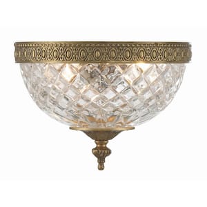 Ceiling Mount 8 in. 2-Light Olde Brass Flush Mount