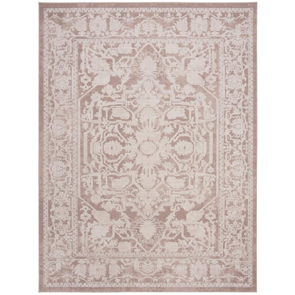 Reflection Beige/Cream 10 ft. x 14 ft. Border Floral Area Rug