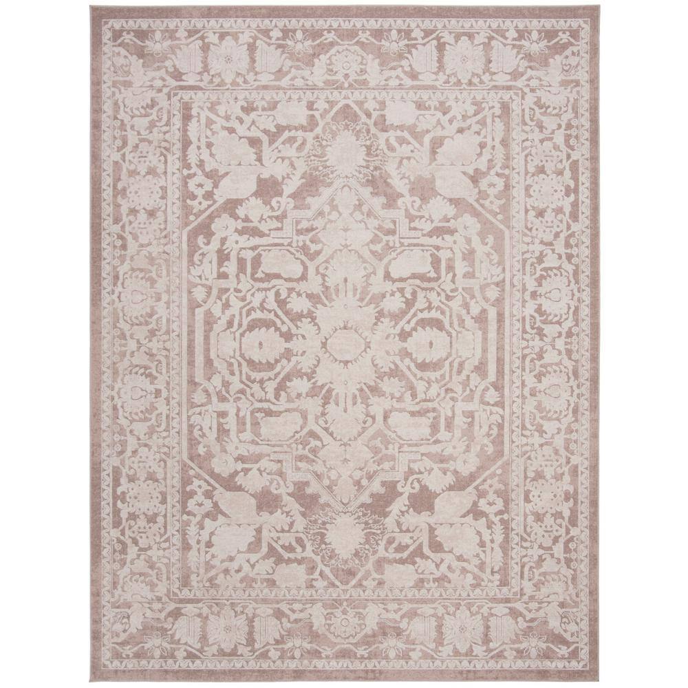 Beige and Cream Floral Synthetic 9' x 12' Area Rug