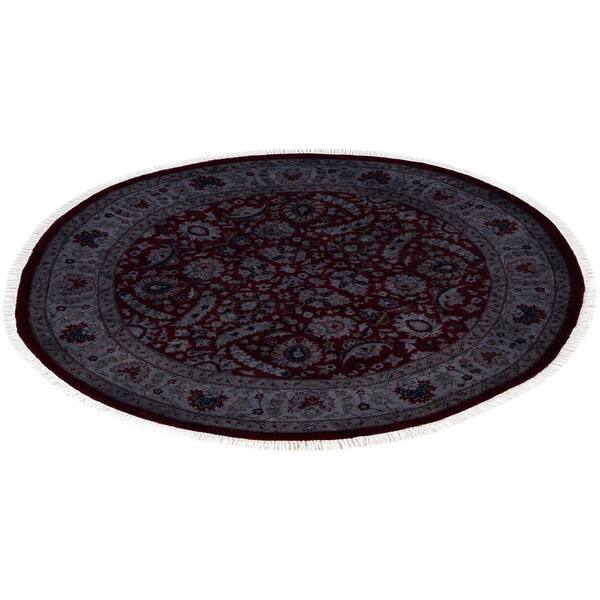 Overdyed Red 5 x 5 Solid Wool Indoor Area Rug