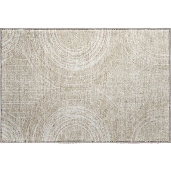 Mayfield Premium Machine Washable Abstract AMF2380 Beige 2 ft. x 3 ft. Accent Rug