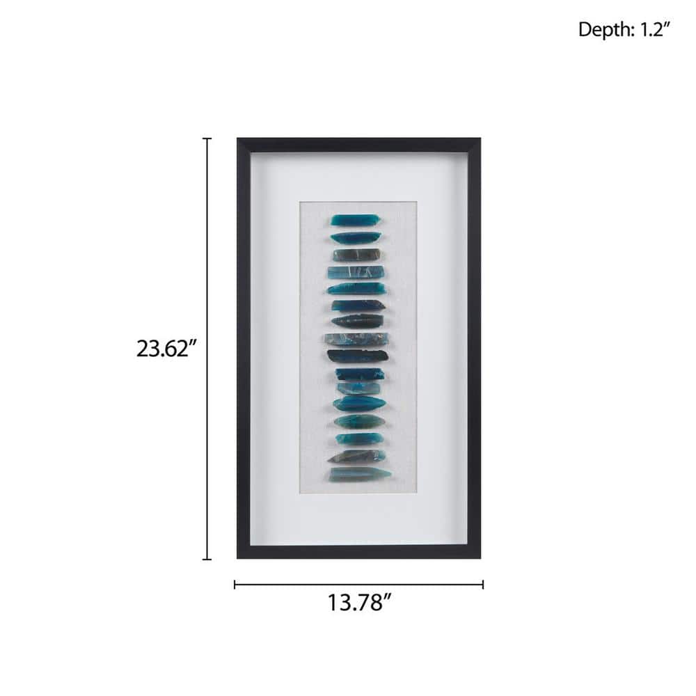 Cerulean Blue Agate Stones Framed Rectangular Shadowbox