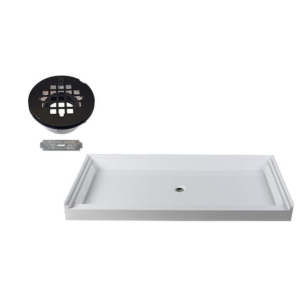 Westbrass 72 in. L x 36 in. W Single Threshold Alcove Shower Pan Base with Center Drain in Oil Rubbed Bronze