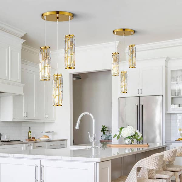 ZHLWIN Home Lighting ‎40-Watts 3-Light Gold Fixture Mini Crystal