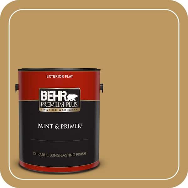 BEHR PREMIUM PLUS 1 gal. #330F-5 Golden Bear Flat Exterior Paint & Primer