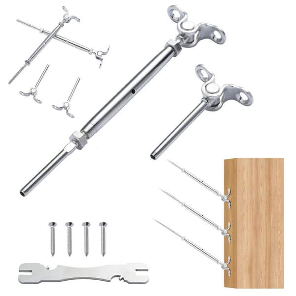 SVOPES T316 Stainless Steel 1/8 in. Cable Railing Kit, Adjustable Angle 0-180°, Marine Grade for Wood Posts, Easy Installation