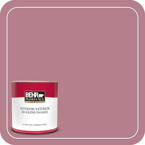 BEHR PREMIUM PLUS 1 qt. #100D-4 Degas Pink Hi-Gloss Enamel Interior/Exterior Paint & Primer
