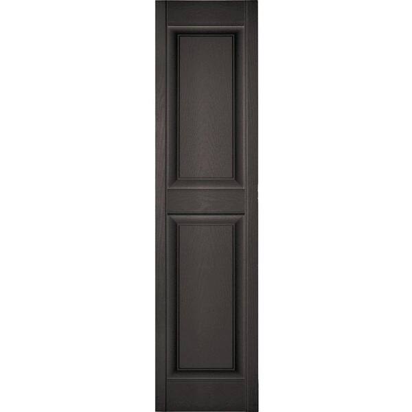 Ekena Millwork 14-1/2 in. x 88 in. Lifetime Vinyl Custom 2 Equal Raised Panel Shutters Pair Tuxedo Grey