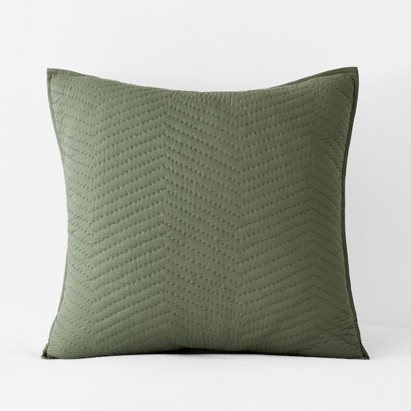 The Company Store Company Dark Olive Cotton Euro Quilted Sham