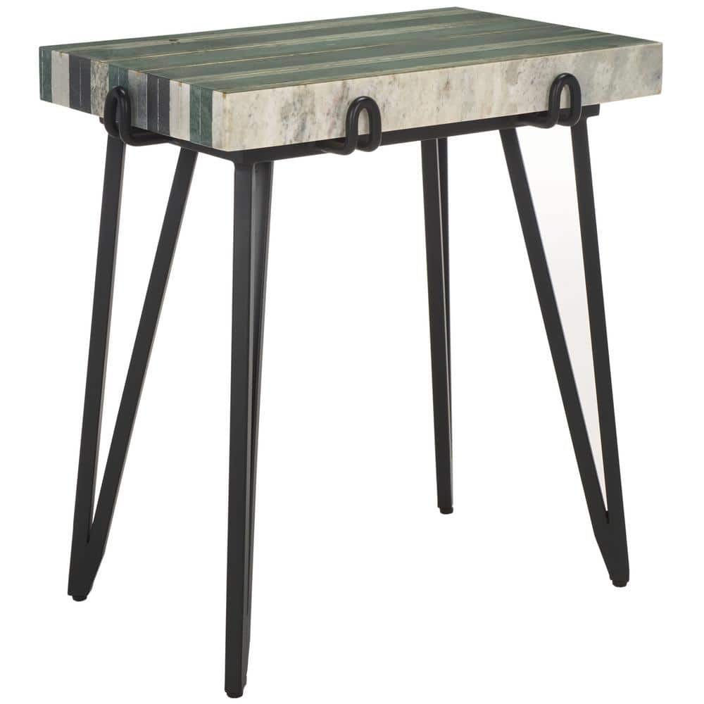 Marlin 21" Multi Marble and Black Metal Side Table