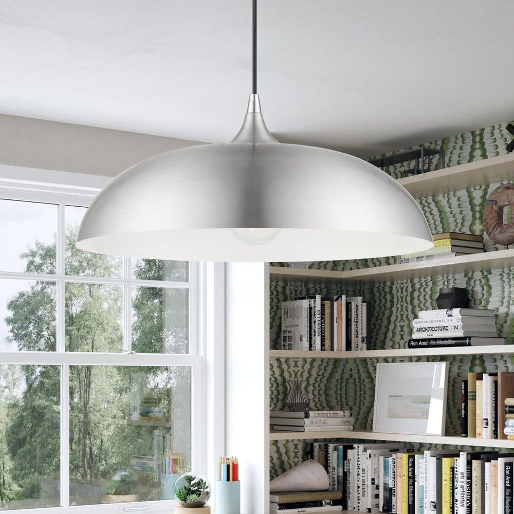 Amador Brushed Aluminum & Polished Chrome 18" Indoor/Outdoor Pendant Light