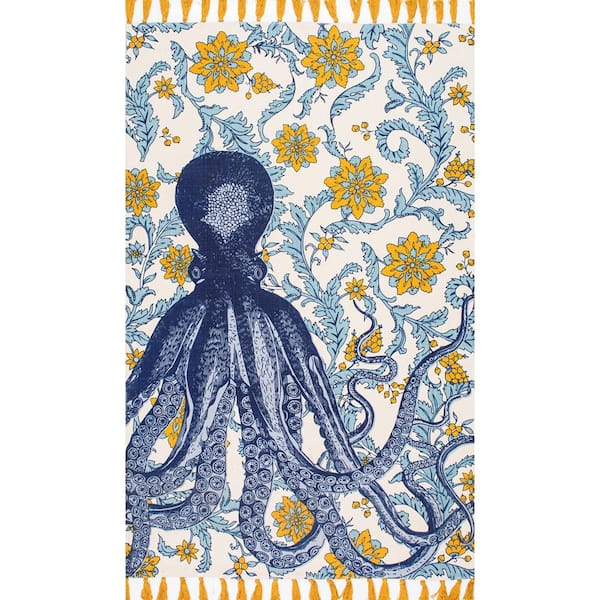 nuLOOM Thomas Paul Contemporary Floral Octopus Multi 9 ft. x 12 ft. Area Rug