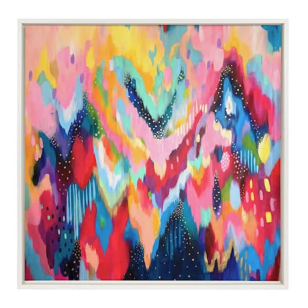 EV Brushstroke 100 by Ettavee Framed Abstract Canvas Wall Art Print 30.00 in. x 30.00 in.