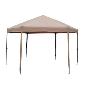 13 ft. x 13 ft. Outdoor Brown Metal Soft-top Patio Pop-up Gazebo with Mesh Screen and Wheeled bag