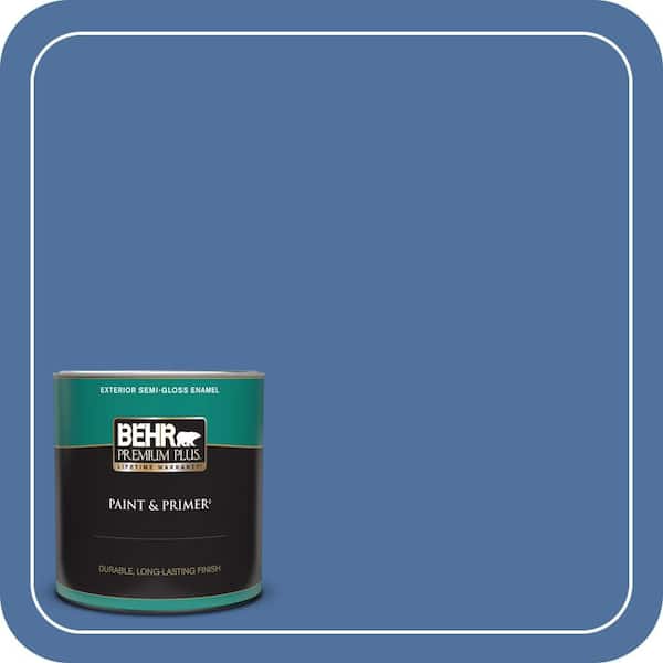 BEHR PREMIUM PLUS 1 qt. #PMD-23 Cobalt Flame Semi-Gloss Enamel Exterior Paint & Primer