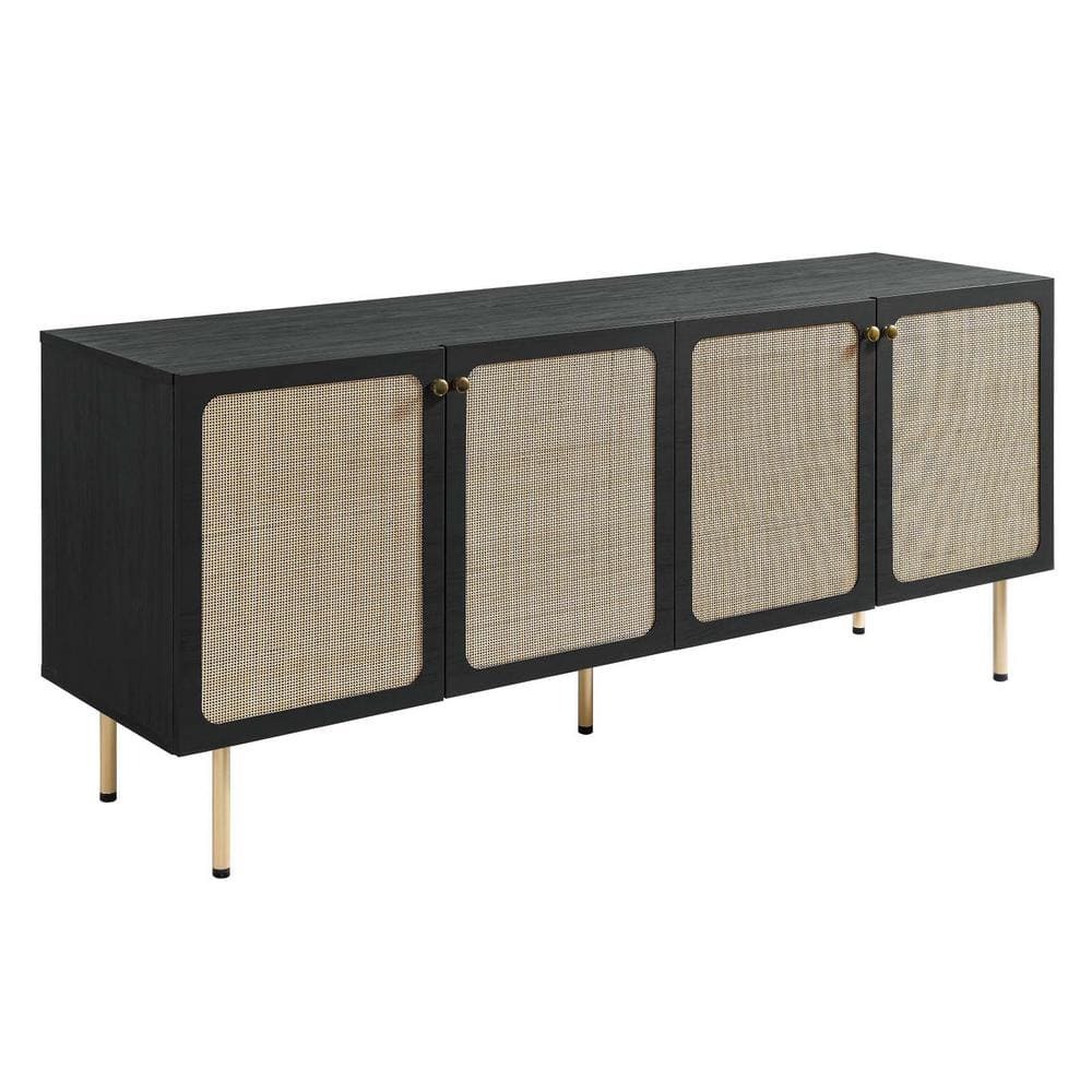 Chaucer Black Rattan Weave 69.5" Sideboard
