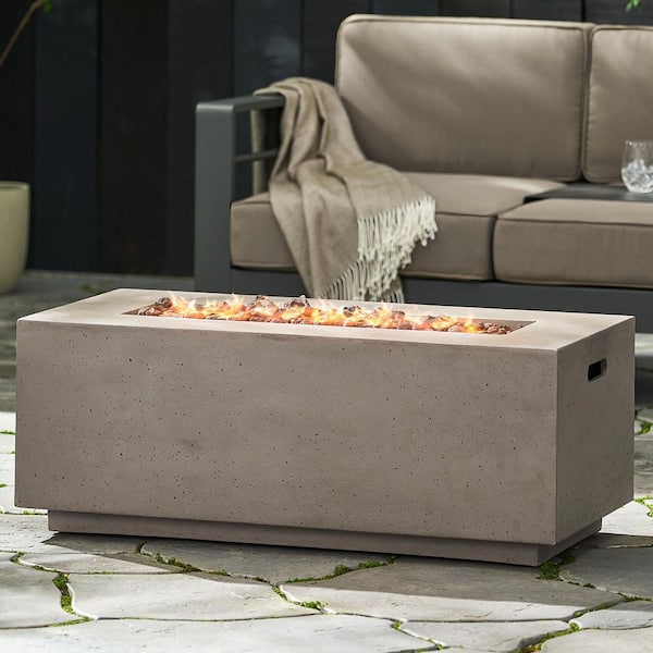 40 in. Light Gray Rectangular Propane Outdoor Fire Pit