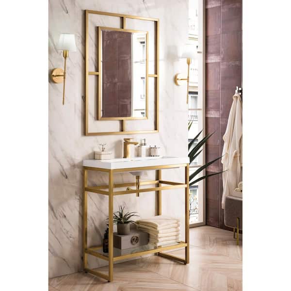 Boston 20 in. Radiant Gold Vanity with Glossy White Top and Storage Cabinet