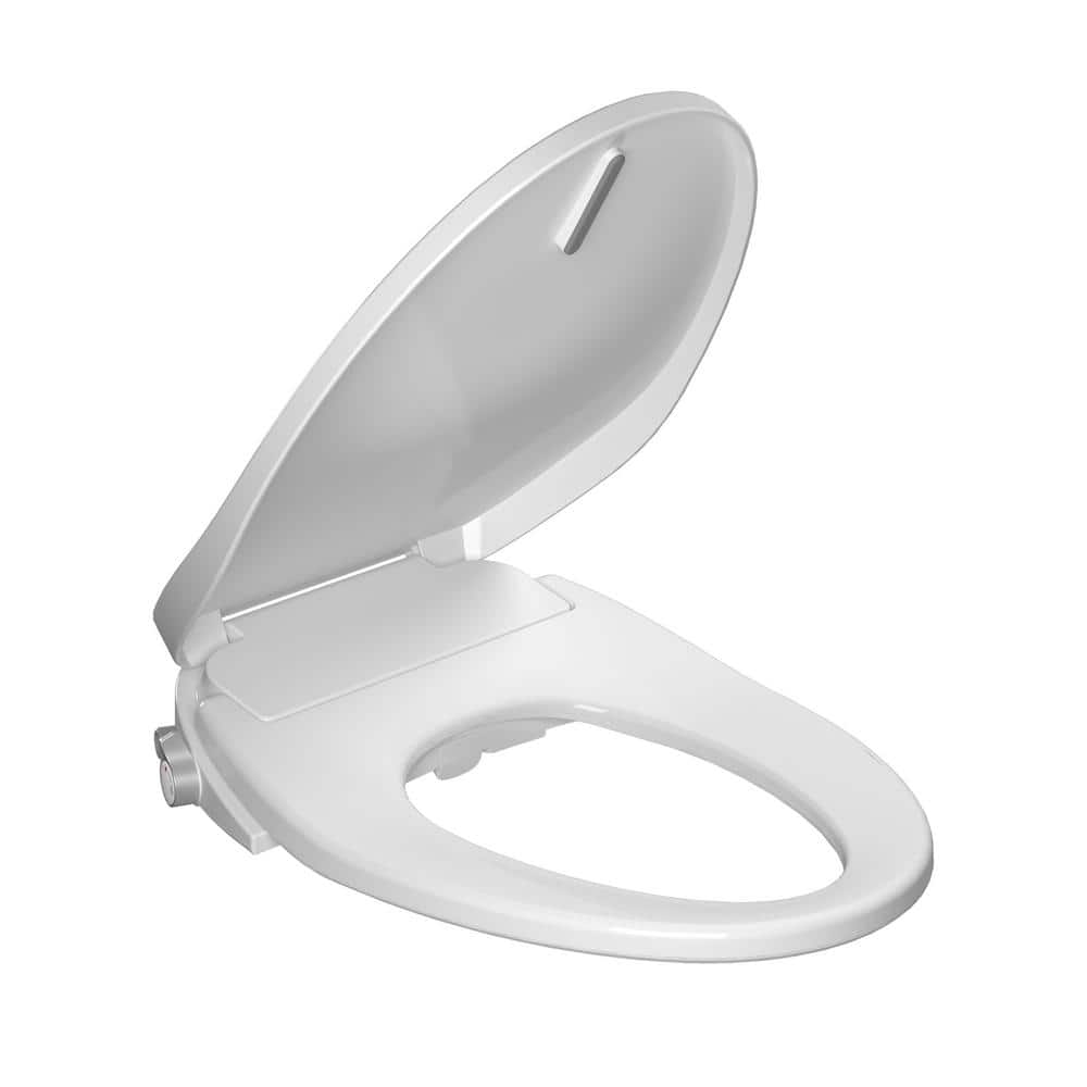 White Elongated Heated Bidet Toilet Seat with Night Light