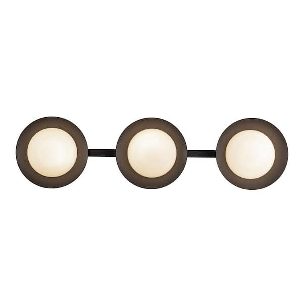 Cleo 23-in 1 Light 25-Watt Black/Opal Glass Integrated LED Vanity Light