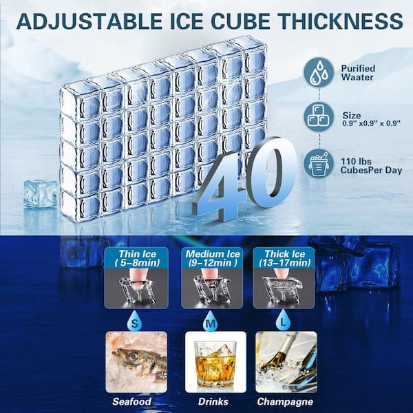 Zomagas 17 in. 120 lb. Freestanding Ice Maker in Stainless Steel