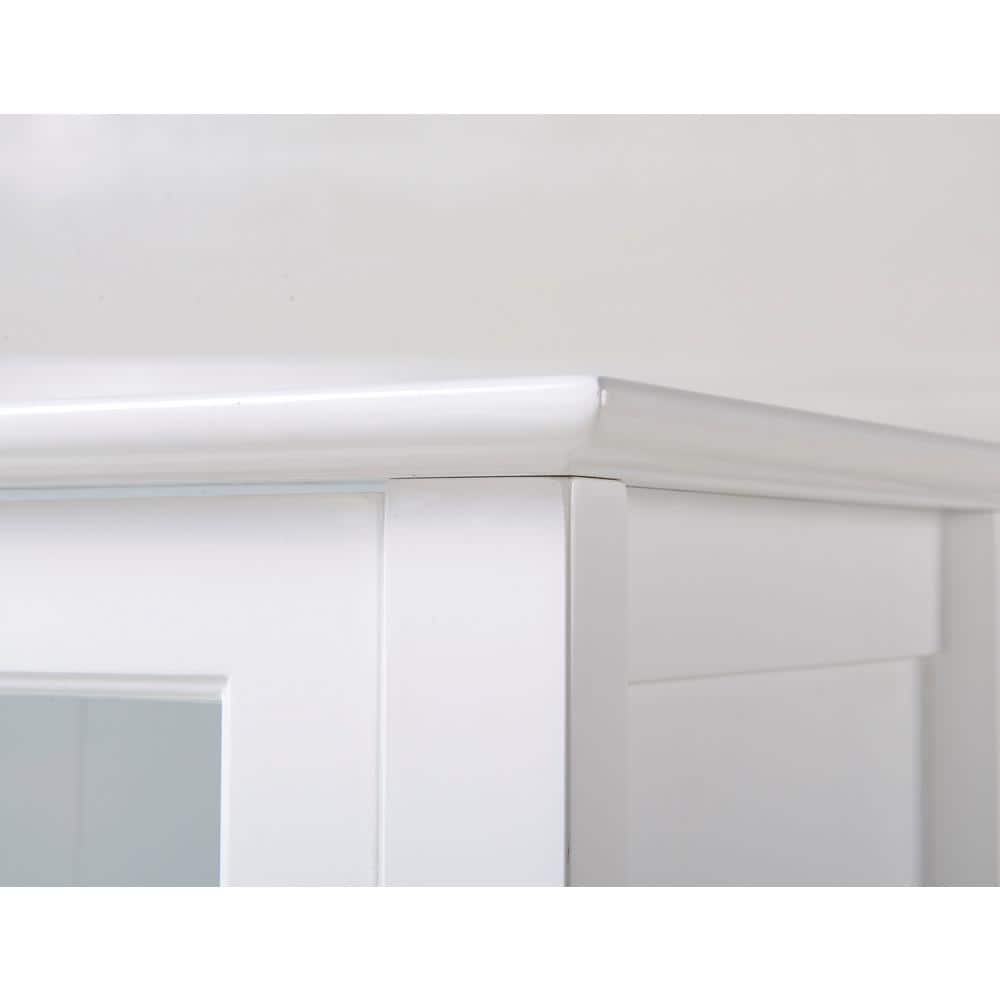 White MDF Glass Door Curio Cabinet with Shelves