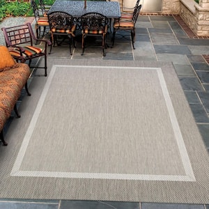 Recife Stria Texture Champagne-Taupe 4 ft. x 5 ft. Indoor/Outdoor Area Rug