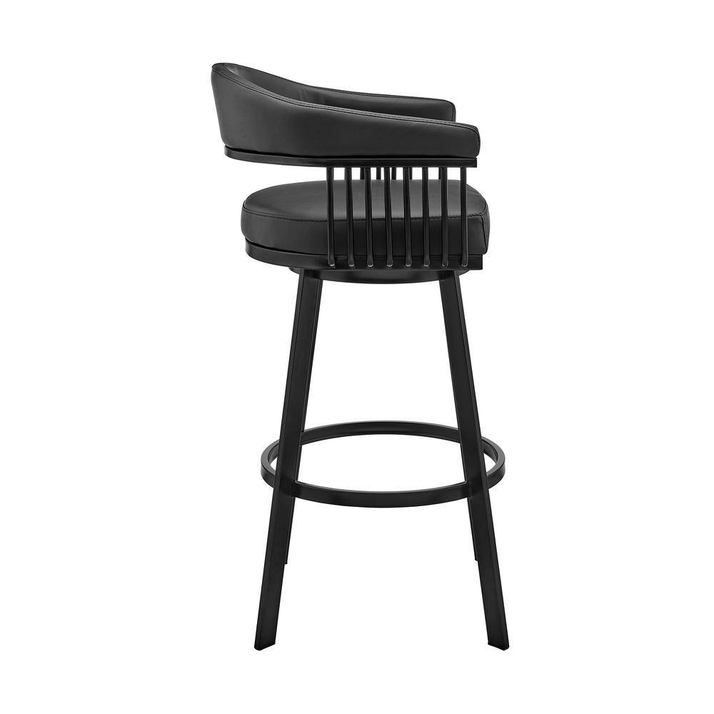 Bronson 34" Black Faux Leather Swivel Bar Stool