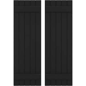 17-1/2-in W x 40-in H Americraft 5 Board Exterior Real Wood Joined Board and Batten Shutters Black
