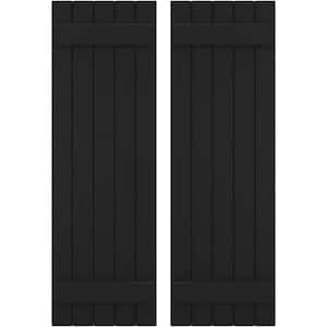 17-1/2-in W x 59-in H Americraft 5 Board Exterior Real Wood Joined Board and Batten Shutters Black