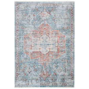 Victoria Navy/Red 5 ft. x 8 ft. Distressed Border Area Rug