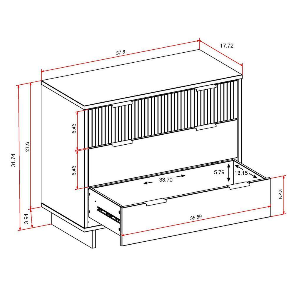 Granville Dark Grey Modern 3-Drawer Dresser with Soft Close