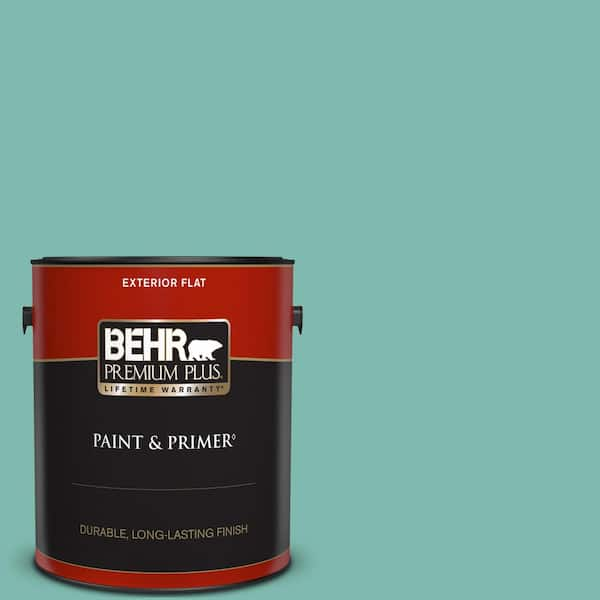 BEHR PREMIUM PLUS 1 gal. #490D-5 Winter Surf Flat Exterior Paint & Primer