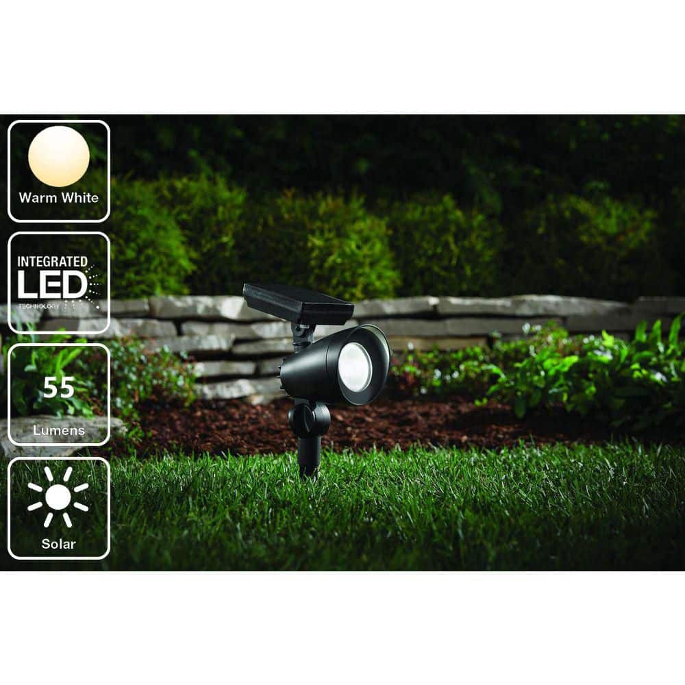 Hampton Bay 55 Lumen Black LED Weather Resistant Outdoor Solar