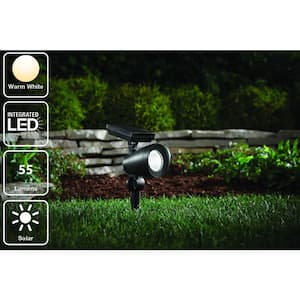 55 Lumen Black LED Weather Resistant Outdoor Solar Spot Light with Adjustable Head