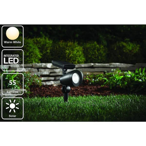 55 Lumen Black LED Weather Resistant Outdoor Solar Spot Light with Adjustable Head