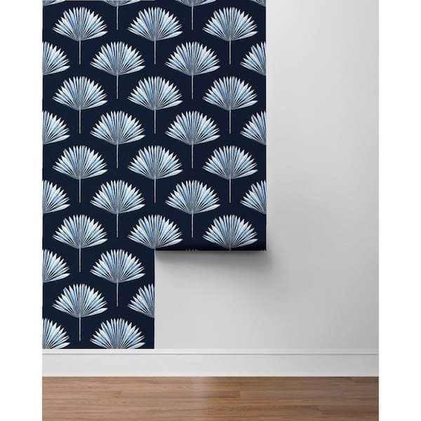 NextWall Navy Blue Tropical Fan Palm Vinyl Peel and Stick