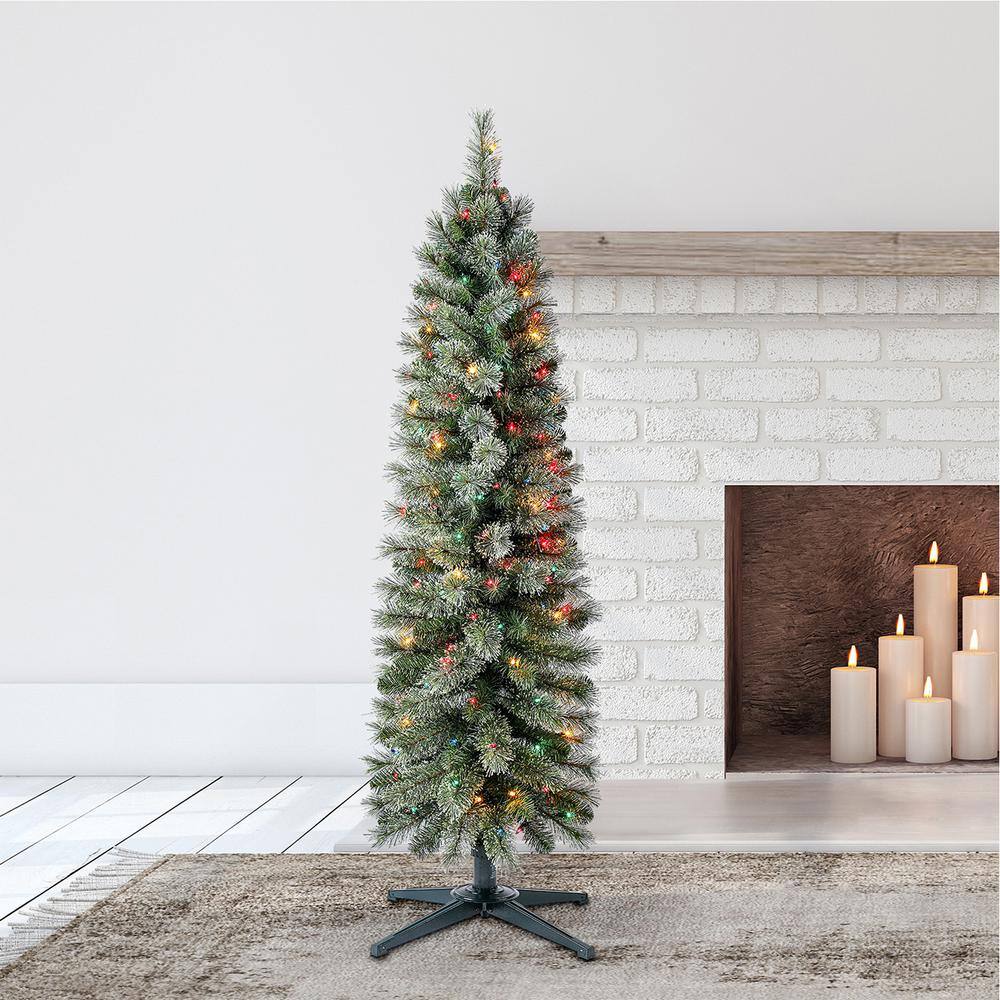 5-Foot Multi-Color Pre-Lit Pencil Pine Christmas Tree